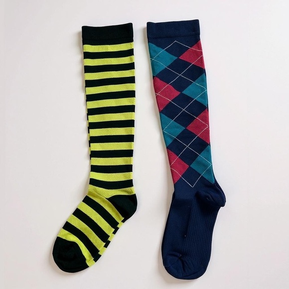 Combo socks Striped and Argyle Knee-High Socks Set - Picture 1 of 3